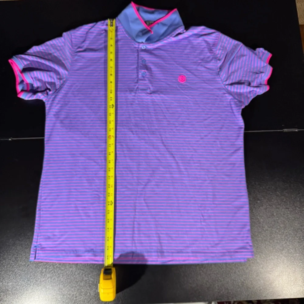 G/FORE XXL Men’s Purple & Pink Striped Performance Polo – Golf / Athleisure - Picture 3 of 5